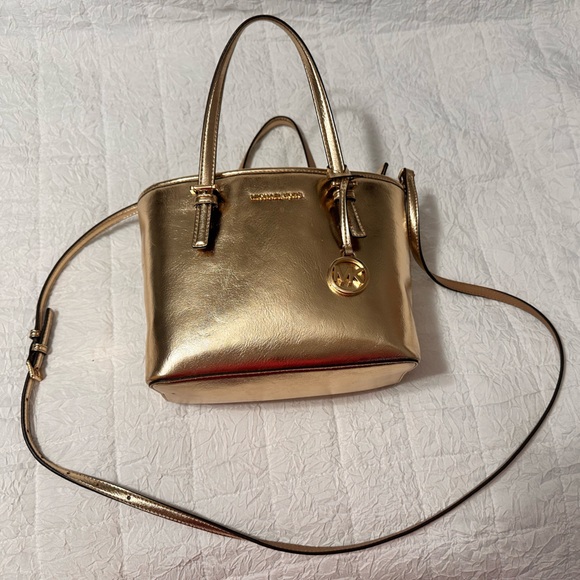 Jet set travel extra small metallic top zip tote bag. - Picture 5 of 6